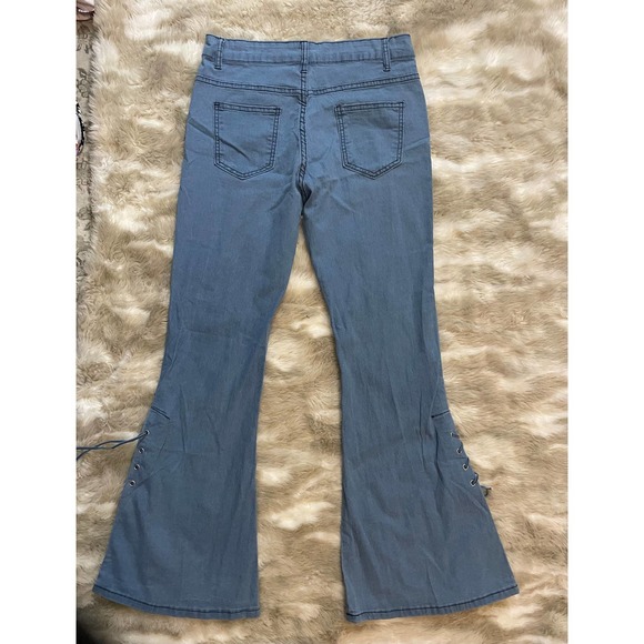 Flared lace-up ankle, high rise stretch jeans size XS - Picture 3 of 8